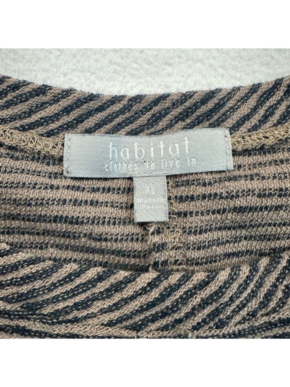 Habitat Cotton Boxy Top Womens Size XL 3/4 Sleeve Neutral Lagenlook Casual - Picture 3 of 12